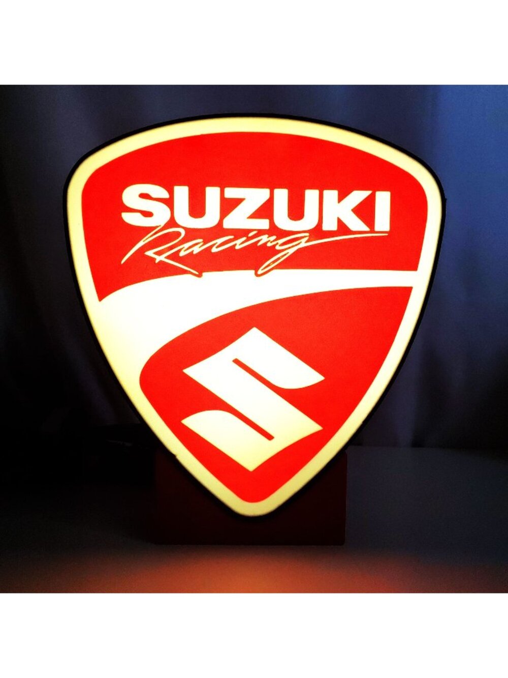 Suzuki Racing Logo LED Light Box – Custom Illuminated Wall Sign – 8" x 9" Handma